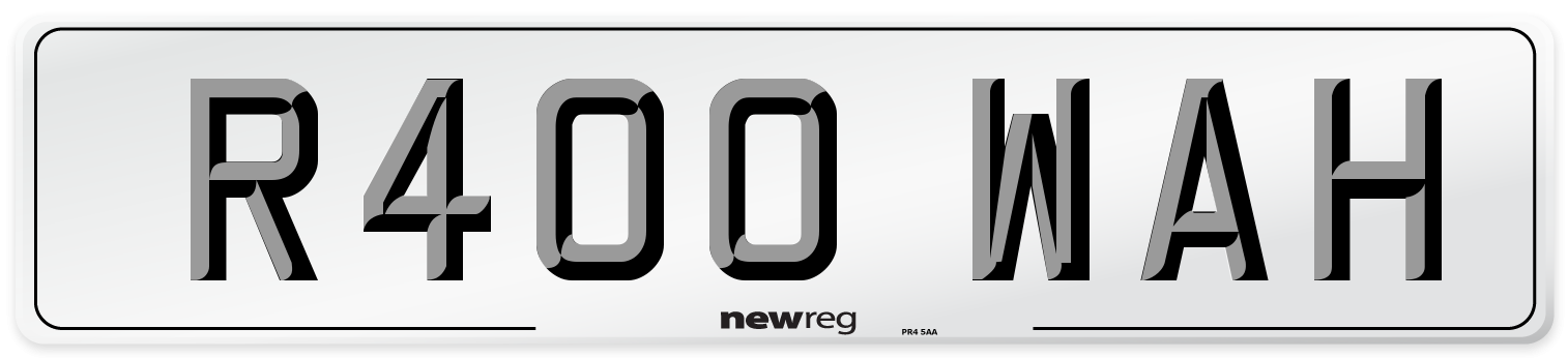 R400 WAH Number Plate from New Reg